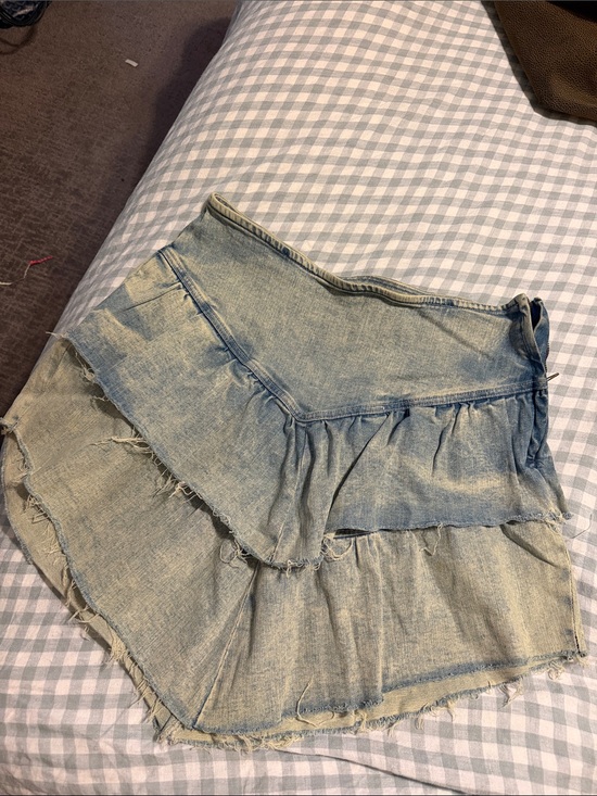 MOTHER Dresses & Skirts - MOTHER Light Blue Tiered Denim Mini Skirt